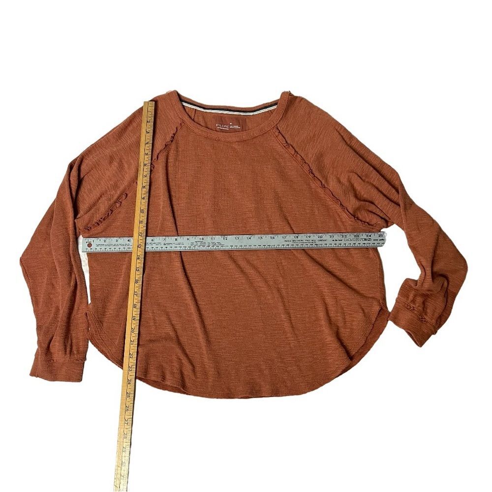 PILCRO Anthropologie Diana Pullover Knit Top Ruffle Detail Rounded Hem Size XL - Picture 6 of 12